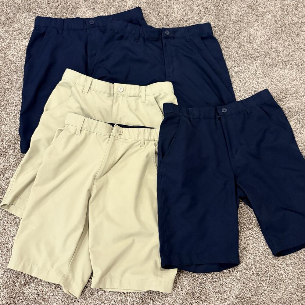 Boys Uniform Shorts 5 Pair Size 16 Blue Tan French Toast Adjustable Waist